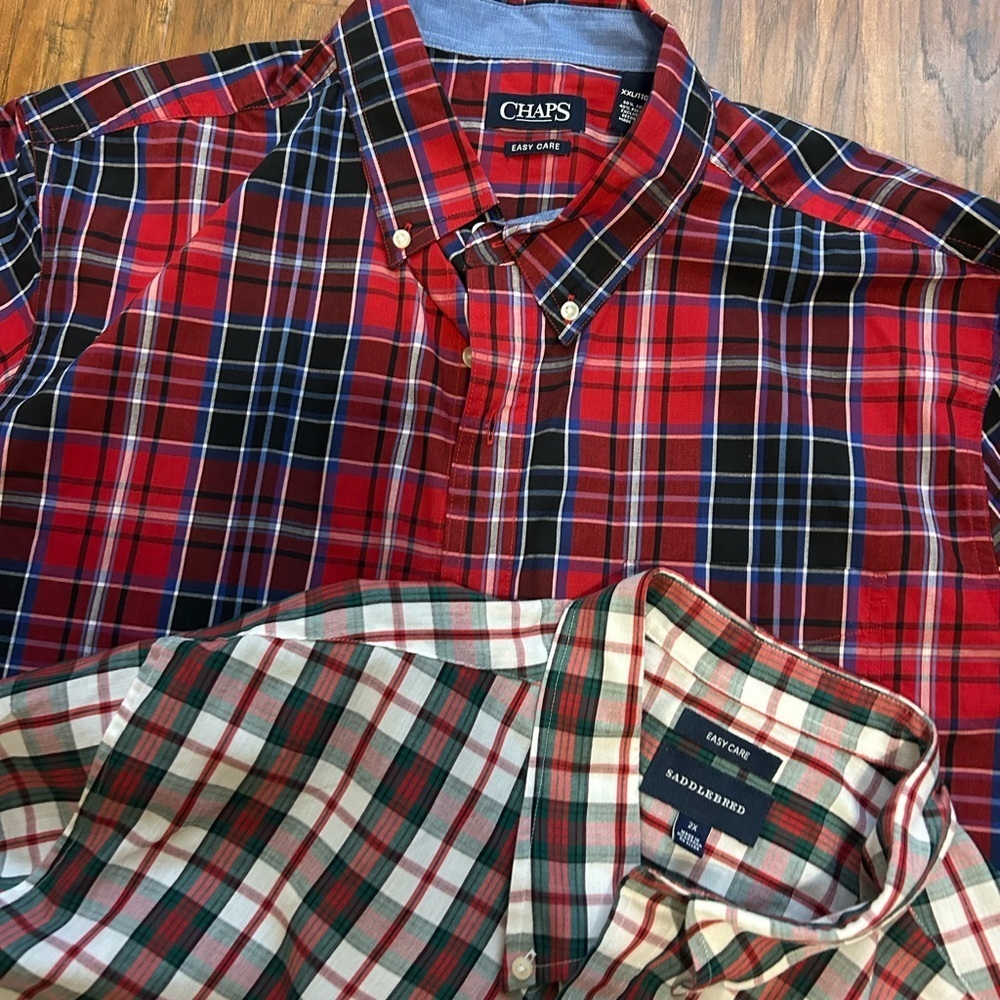Bundle of Two Men's Plaid Button-Up Long Sleeve Casual Shirts Perfect For Work - Picture 8 of 10